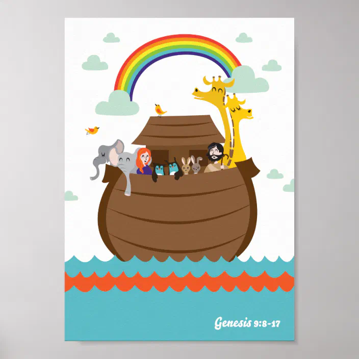 Happy Christian Kids Poster Bible Story Noah S Ark Zazzle Com