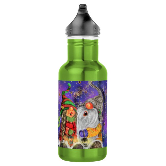 Happy Christma Couple Gnomes Water Bottle (Right)