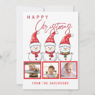 Happy Christmas 3 Photo Holiday Card