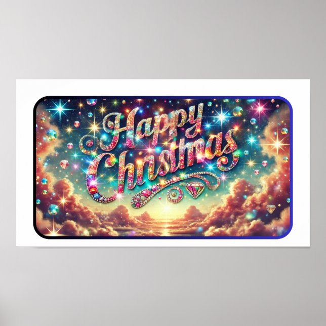 Happy Christmas: A Diamond-Studded Sky Celebration Poster (Front)