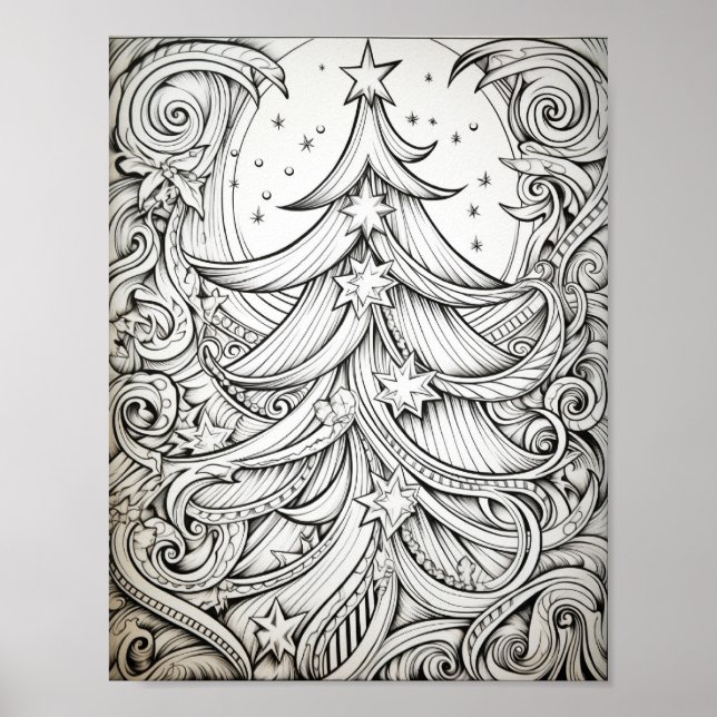 Happy Christmas Adult Coloring Poster (Front)