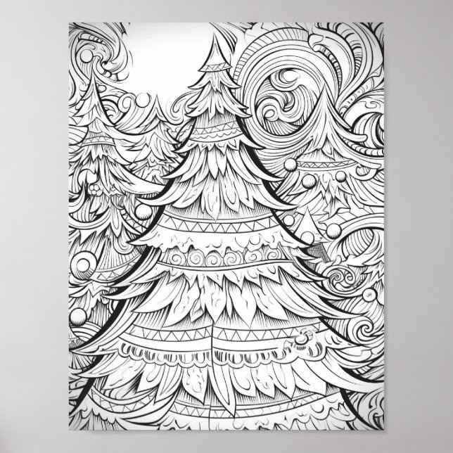 Happy Christmas Adult Coloring Poster (Front)