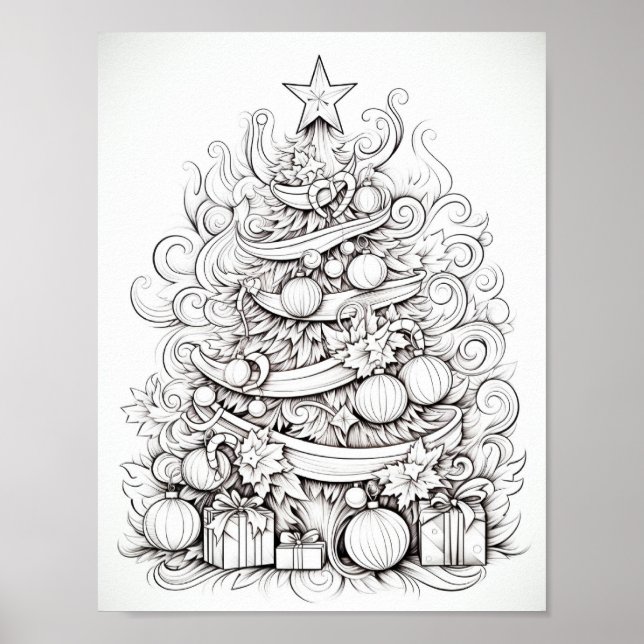 Happy Christmas Adult Coloring Poster (Front)