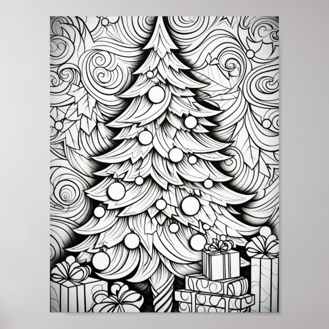Happy Christmas Adult Coloring Poster (Front)