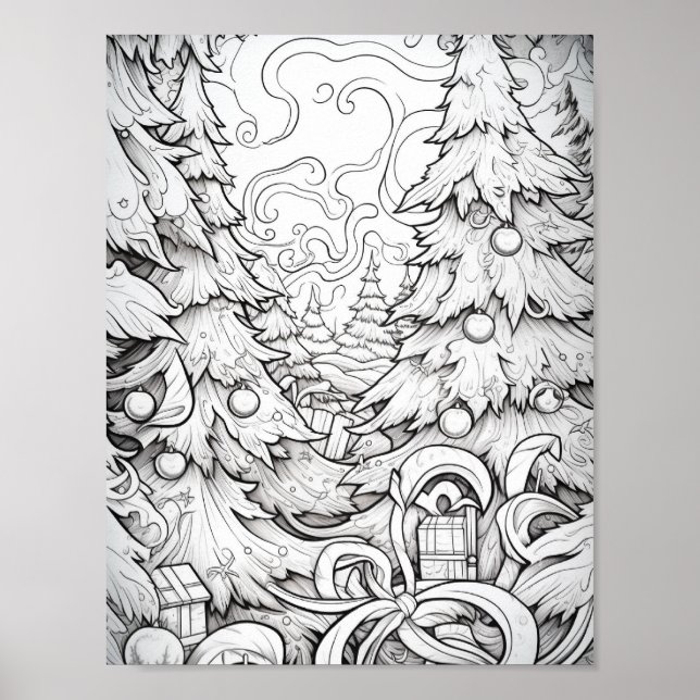 Happy Christmas Adult Coloring Poster (Front)