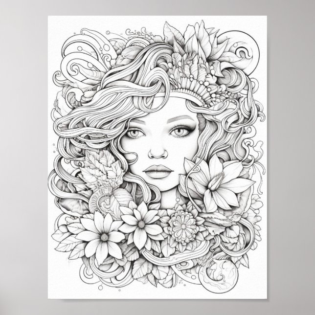 Happy Christmas Adult Coloring Poster (Front)