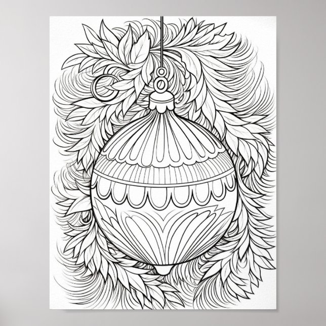 Happy Christmas Adult Coloring Poster (Front)
