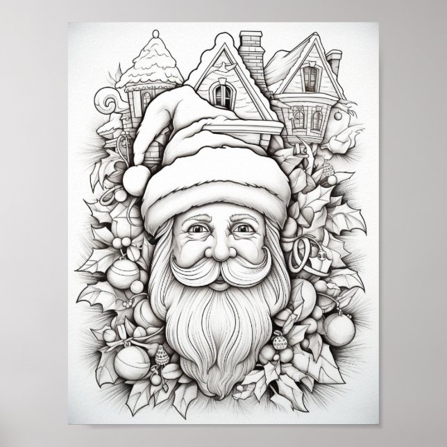Happy Christmas Adult Coloring Poster (Front)