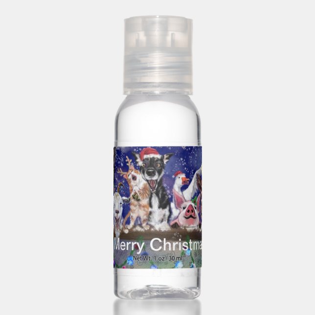 Happy Christmas Animal Party Funny Hand Sanitizer (Front)