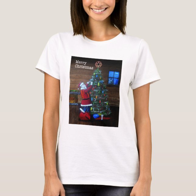 Happy Christmas Arborist Tree Surgeon Rigging Tree T-Shirt (Front)