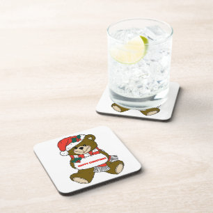 Happy Christmas Bear Beverage Coaster