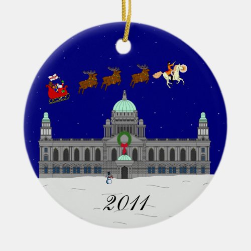 Happy Christmas Belfast City Hall Ceramic Ornament