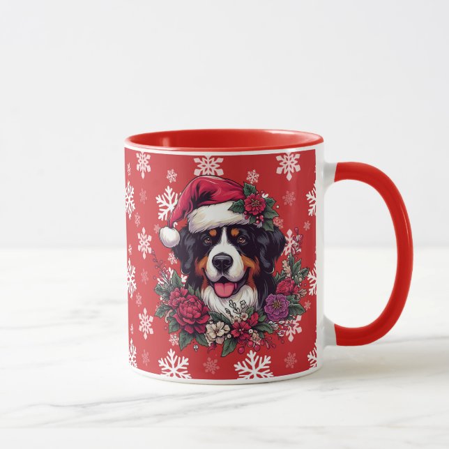 Happy Christmas Bernese Mountain Dog Santa Hat Mug (Right)