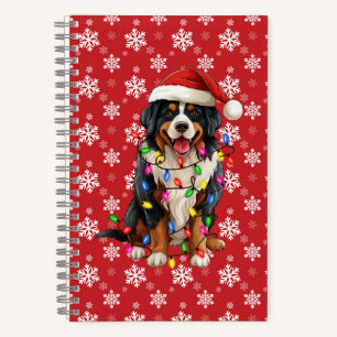 Happy Christmas Bernese Mountain Dog Santa Hat Notebook