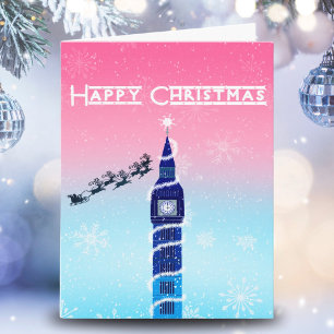 Happy Christmas Big Ben With Santa Card