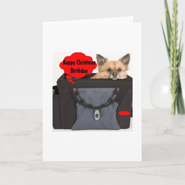 HAPPY CHRISTMAS BIRTHDAY POMERANIAN STYLE HOLIDAY CARD (Front)
