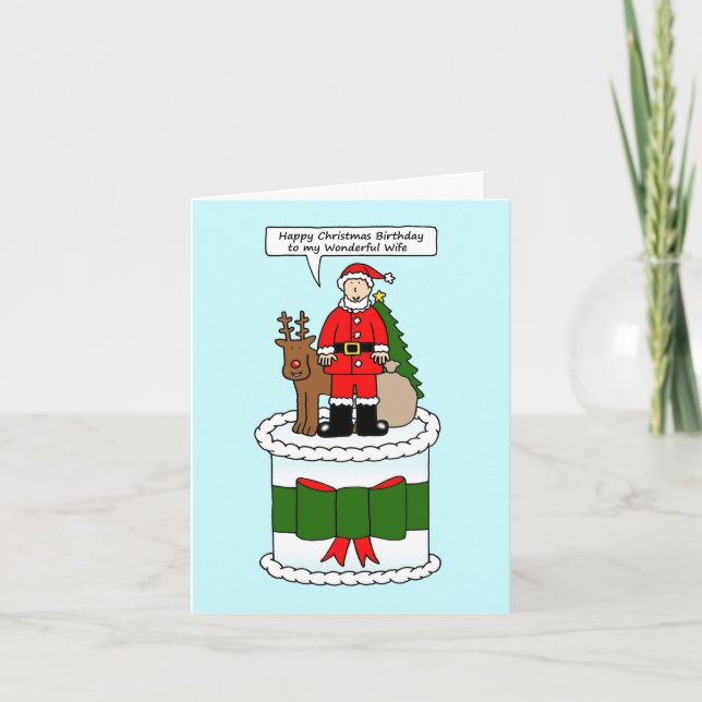 Happy Christmas Birthday to Wife Card (Front)