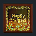 Happy Christmas Black Gold Stars Snowflakes Gift Box<br><div class="desc">This elegant Christmas design in black and gold features stars,  light trails and snowflakes with the words Happy Christmas. Designed by Lark Designs</div>