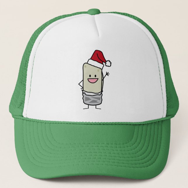 Happy Christmas Burrito Waving Hello Santa Hat (Front)