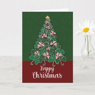 Happy Christmas Candy Cane Christmas Tree Card