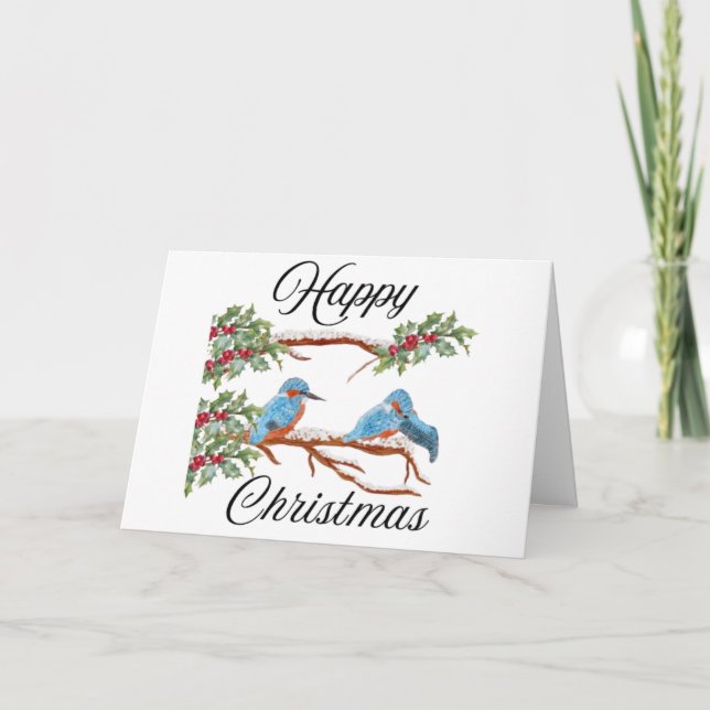 Happy Christmas Card with Kingfishers on them (Front)