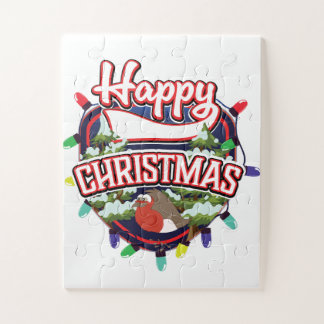 Happy Christmas cartoon logo Jigsaw Puzzle