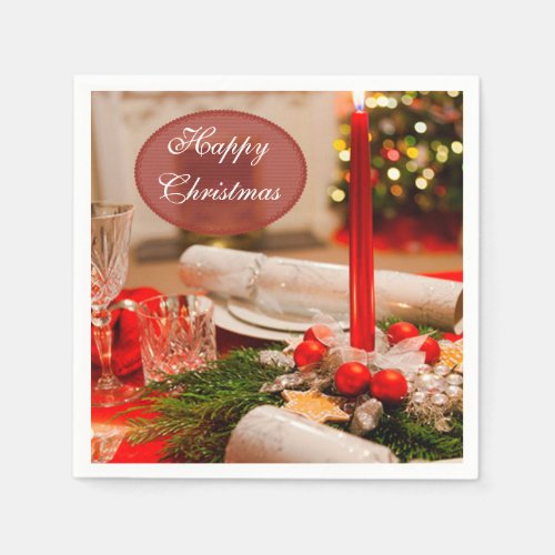 Happy Christmas Christmas Crackers  Candles Paper Napkins
