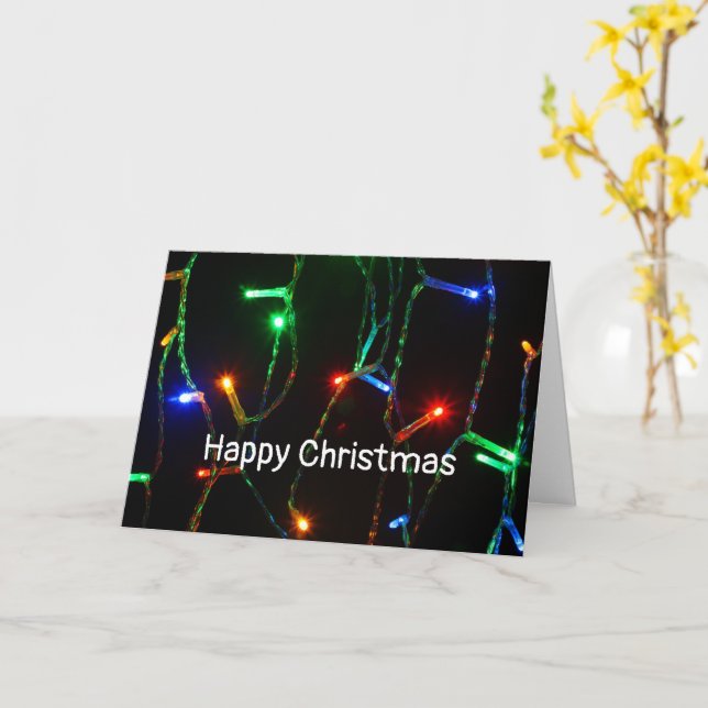 "Happy Christmas" colorful lights Card (Yellow Flower)