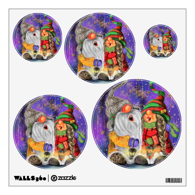 Happy Christmas Couple Gnomes Wall Decal (Front)