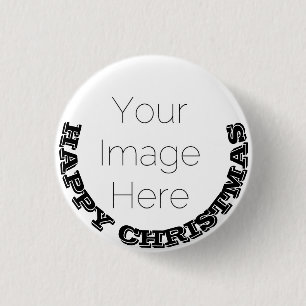 Happy Christmas Custom Photo Button & text Badge