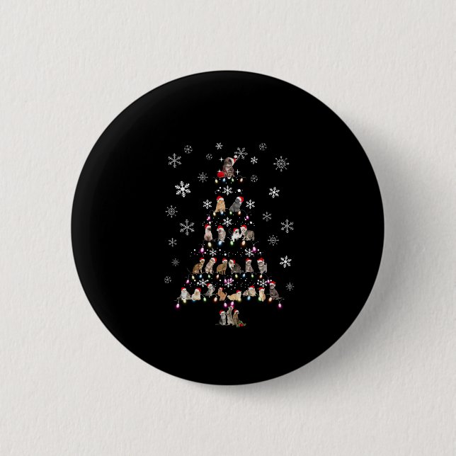 Happy Christmas | Cute Cat Christmas Tree Button (Front)