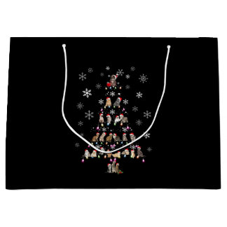 Happy Christmas | Cute Cat Christmas Tree Large Gift Bag