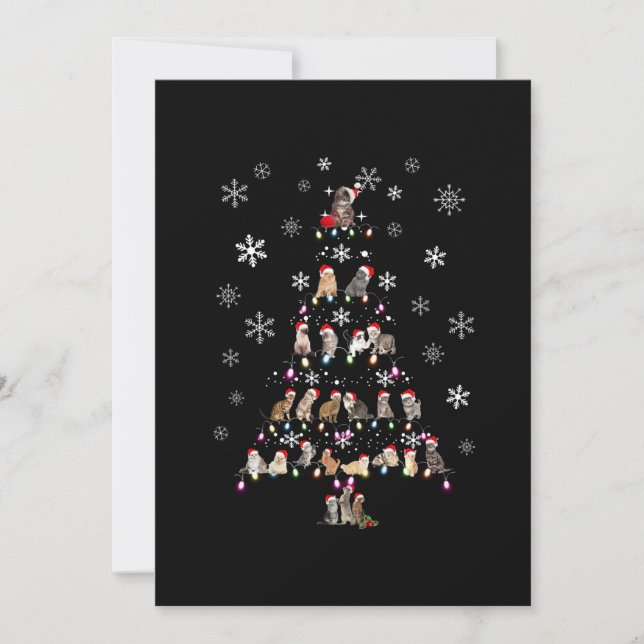 Happy Christmas | Cute Cat Christmas Tree Thank You Card (Front)