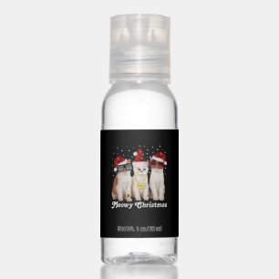 Happy Christmas Cute Cat With Santa Claus Hand Sanitizer