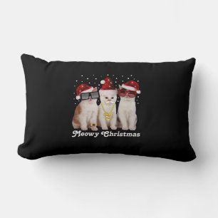Happy Christmas Cute Cat With Santa Claus Lumbar Pillow