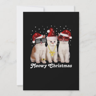 Happy Christmas Cute Cat With Santa Claus Thank You Card