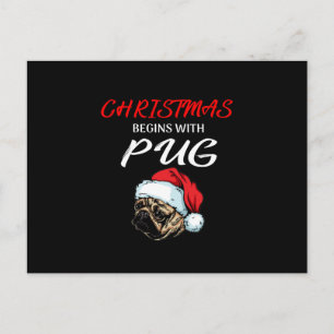 Happy Christmas Cute Dog Christmas Tree Lights Postcard