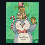 Happy Christmas Cute Penguin Jigsaw Puzzle<br><div class="desc">Happy Christmas from your family name customizable penguin puzzle. All text on the penguins tummy are adjustable. Just use the easy template to add your own information! :) Artwork by Valarie Wade.</div>
