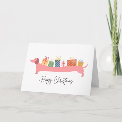 Happy Christmas Dachshund  Dog Presents Xmas Card