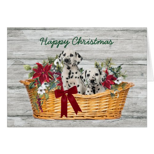 Happy Christmas Dalmatian Puppies in Basket