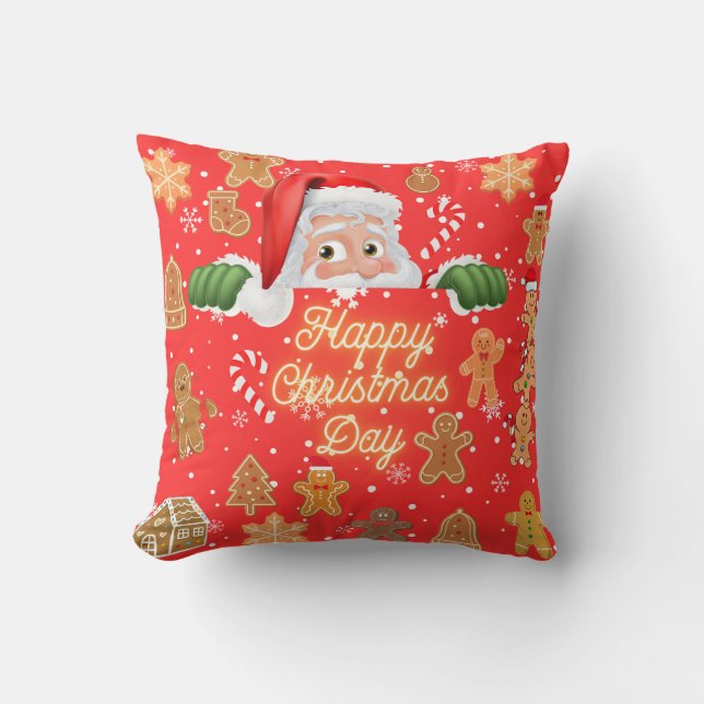 Happy Christmas Day Throw Pillow (Front)