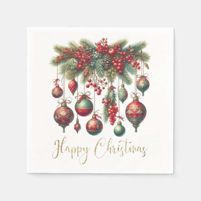 Happy Christmas Decorations Napkins (Front)