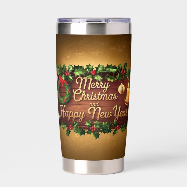 Happy Christmas Drinkware Insulated Tumbler (Front)