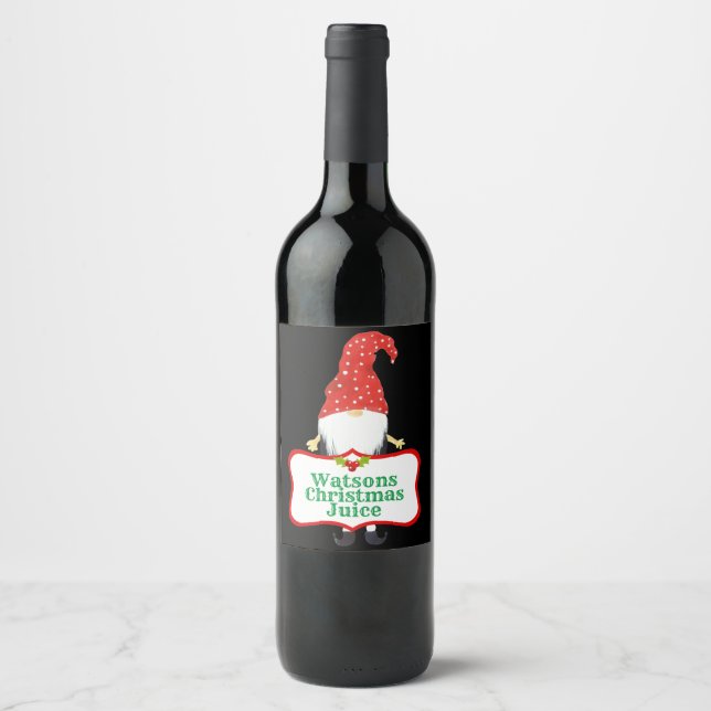 Happy Christmas Elf Custom Wine Label (Front)