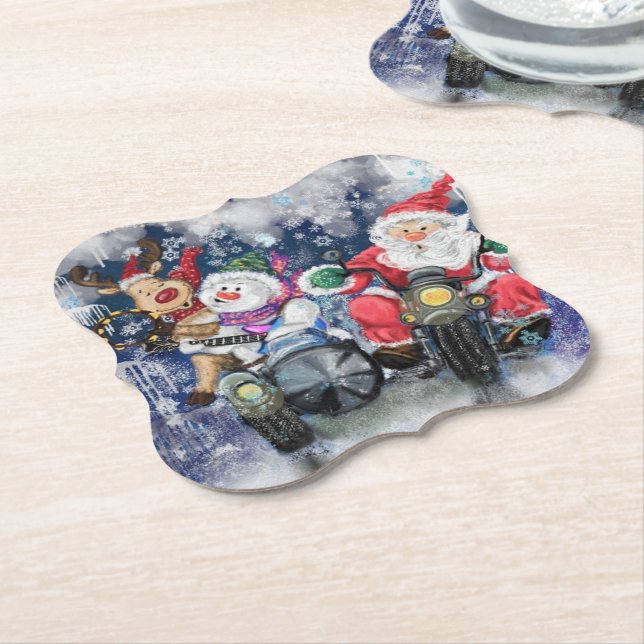 Happy Christmas Friends Funny Paper Coaster (Angled)