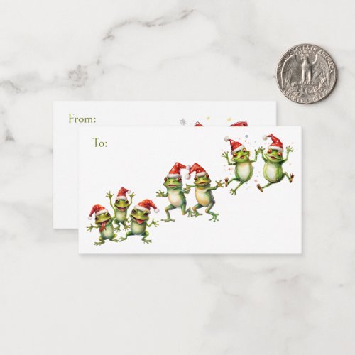 Happy Christmas Frogs ToFrom Gift Flat Note Cards