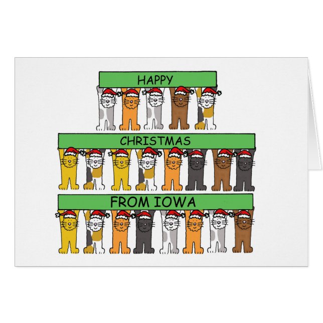 Happy Christmas from Iowa Cartoon Cats (Front Horizontal)