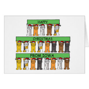 Happy Christmas from Iowa Cartoon Cats Cards