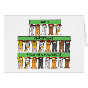 Happy Christmas from New Hampshire Cute Cats Cards