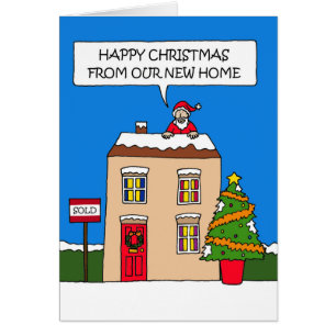 Happy Christmas from Our New Home Cartoon Cards